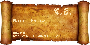 Major Borisz névjegykártya